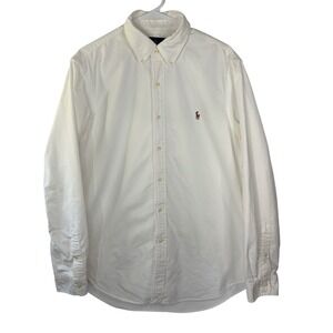 Polo Ralph Lauren Mens White Oxford Button Down Shirt Large L Long Sleeve Cotton